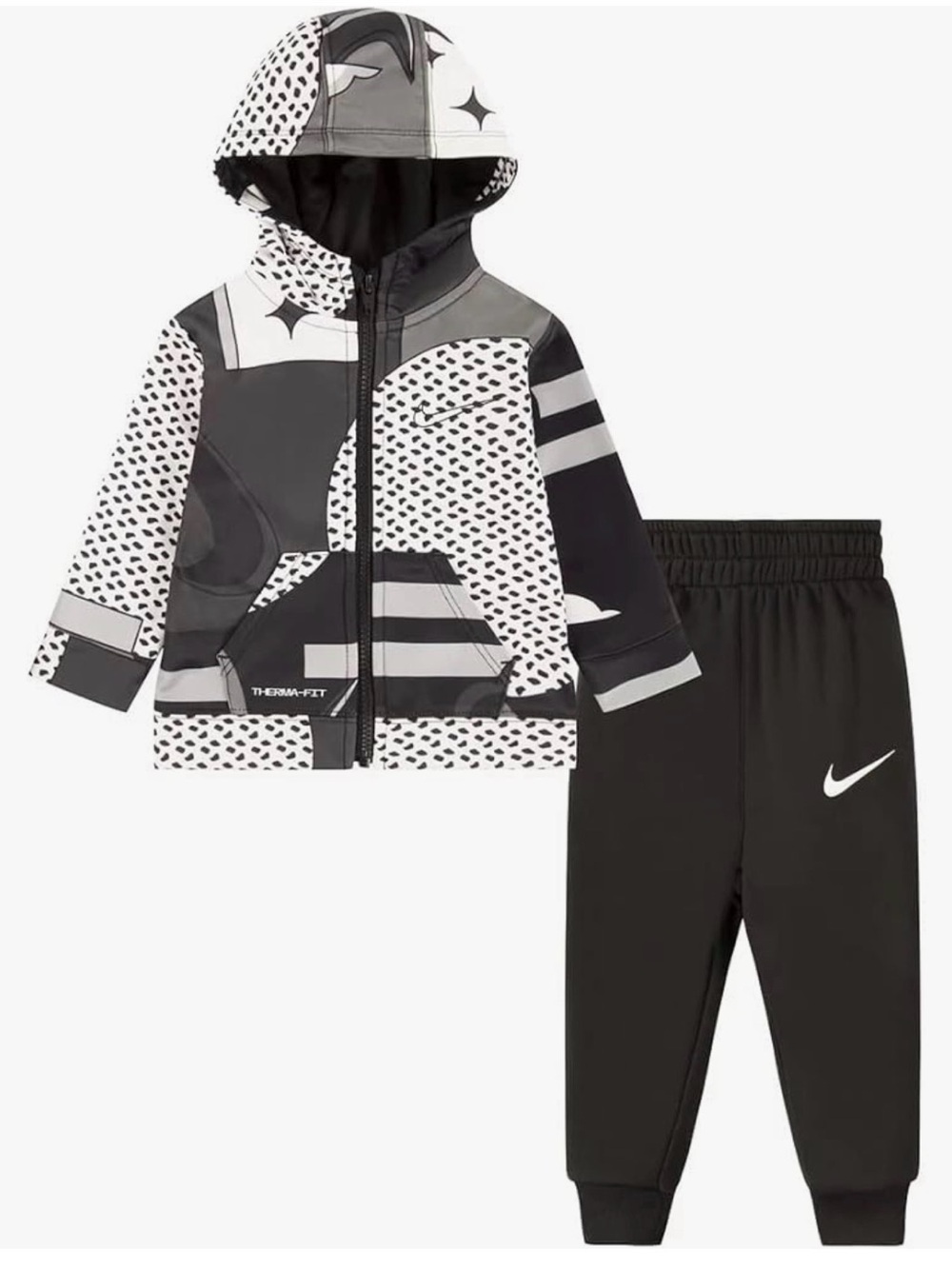 Nike All Day Play All Over Printed Hooded Jacket with Black Joggers 2 piece set